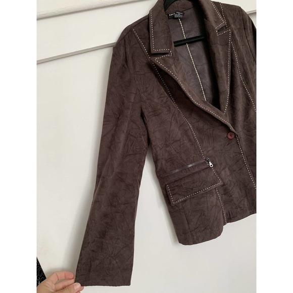 Women's Courtenay Stretch Career Blazer Jacket Brown Size 8p - Picture 3 of 7